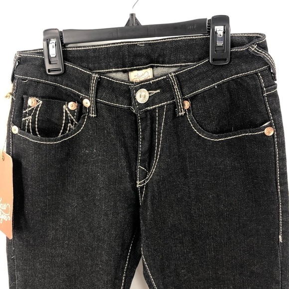 True Religion Jeans Womens 26 Low Rise Embroidered Pockets Y2K Denim USA - Picture 3 of 13